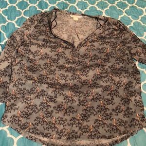 Blouse with birds & flowers